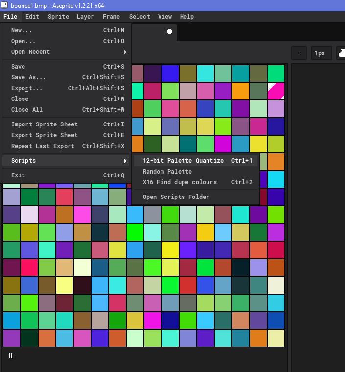 12-bit palette script for Aseprite