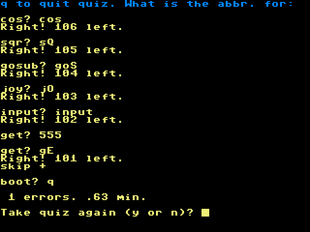 X16&C64 Keywords & Abbreviations Quiz